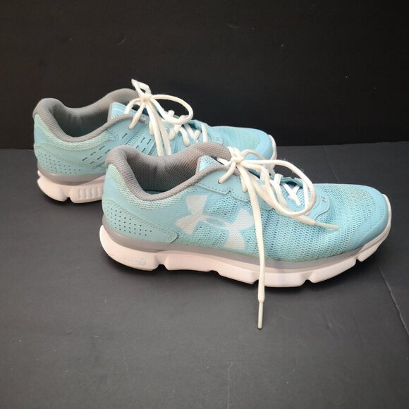 Under Armour Micro Ladies Size 7.5 Blue Lace Closure Sneakers - Picture 2 of 9